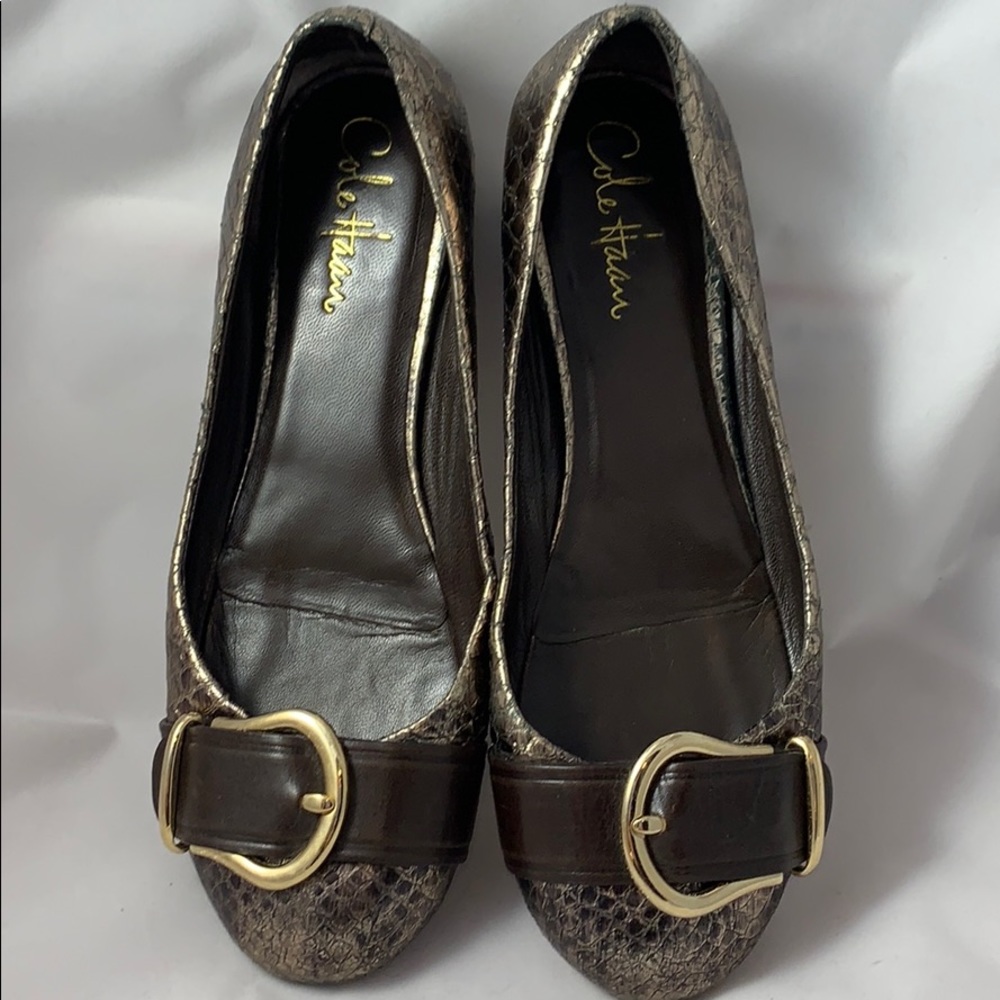 Cole Haan Brown Snakeskin Flats, NikeAir Sole, 7.5